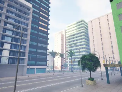 City Downtown Skyscraper Street - Unreal - Lot 10 Low-poly 3D model