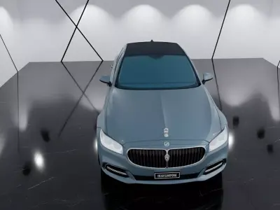 Luxury Blue Sedan in a Modern Showroom Low-poly 3D model