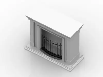 Fireplace with fence 01 3D model