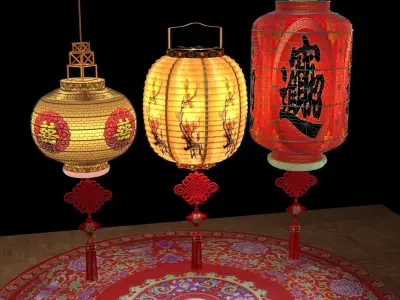 Chinese red lantern  3D model 44