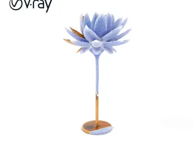 Metallic Lotus Sculpture Model Pack Low-poly 3D model