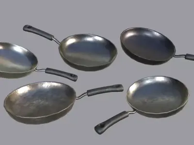 Kitchen Pans PBR Low-poly 3D model