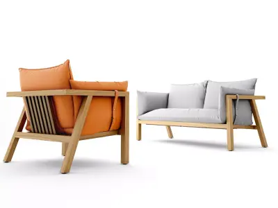 Prostoria Umomoku sofa and armchair outdoor 3D model