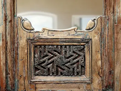 19th-C Carved Jharokha Mirror 3D model