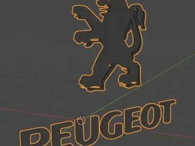 Peugeot Logo Low-poly 3D model