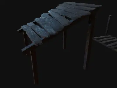 10 3d Wooden planks Low-poly 3D model