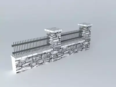 Brick fence Free 3D model