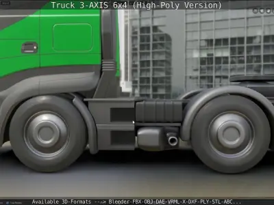 Truck 3-AXIS 6x4 High-Poly Version 3D model