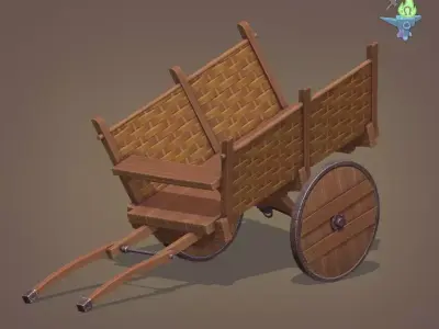 Medieval Carriage Low-poly 3D model