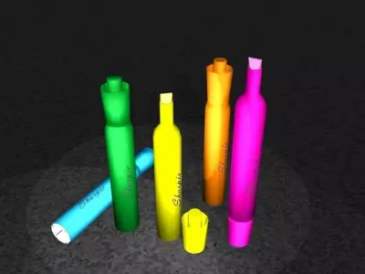 Highlighters set of colored pencils Free 3D model