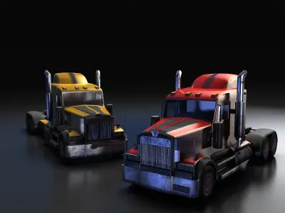 Semi-trailer Truck Low-poly 3D model