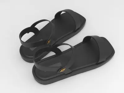 Back Strap Sandals Low-poly 3D model