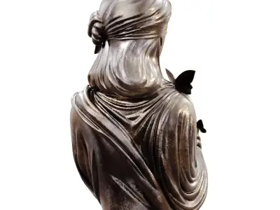  Girl with Butterflies Statue set 763 Low-poly 3D model