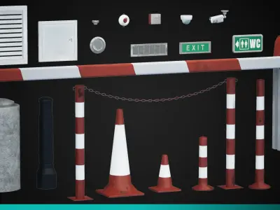 Parking Assets game Ready for Unity and Unreal Engine Low-poly 3D model
