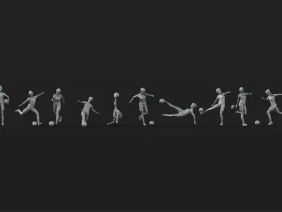 35 Female Soccer player figures 3D print model