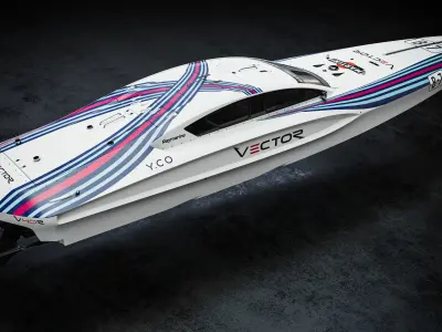 High Quality Vector V40R Martini Racing offshore powerboat 3D model