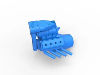 Engine V8 for mud dragster Scale 1 to 25 3D print model