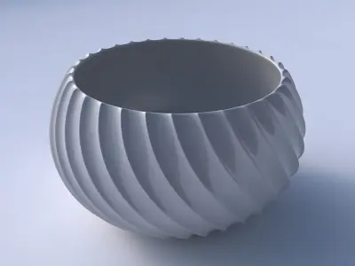 Bowl spheric twisted with bent extruded lines 3D print model