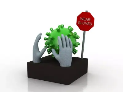 Coronavirus awareness and protection  Low-poly 3D model
