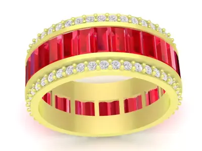 Luxury Baguette Gemstone Eternity Ring  3892 3D print model