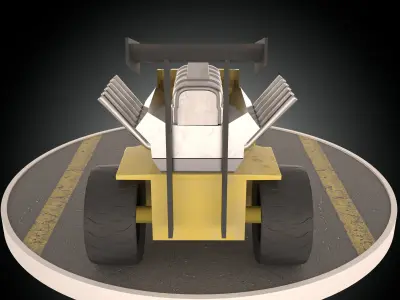 Street Cleaver Grader Low-poly 3D model