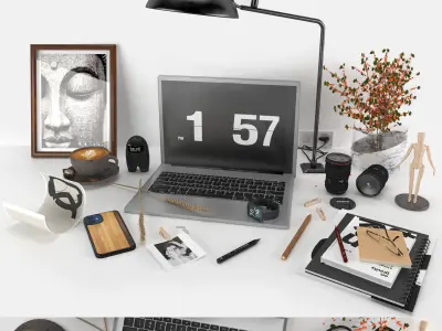 workplace decorative set - home office 3D model