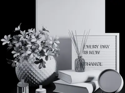 black and gold decorative set 3D model