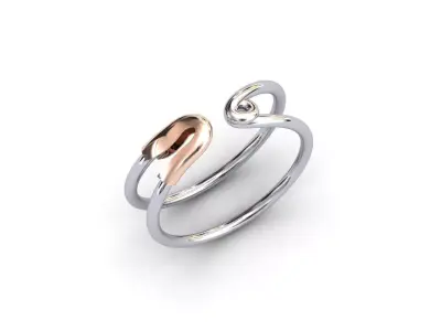 Safety pin jewelry ring 3D model 3D print model