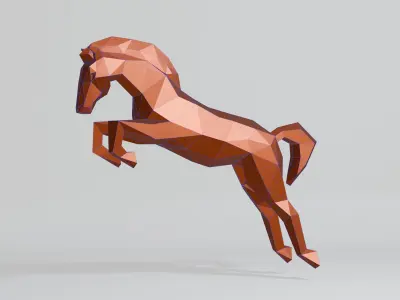 Polygonal Jumping Horse Low-poly 3D model