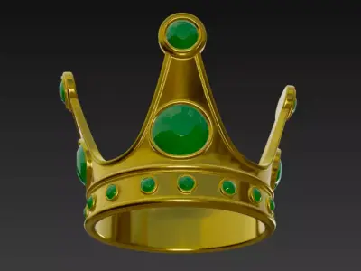 Golden Crown with Emerald Gems 3D model