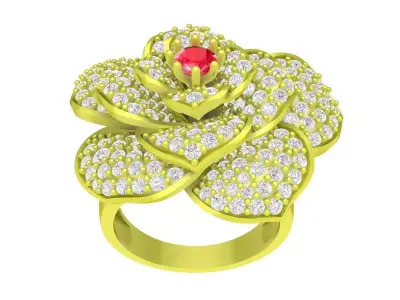 Luxury Flower Diamond Cluster Ring for Women 3D Model 4243 3D print model