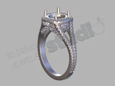 cushion shape ring 3d model 3D print model