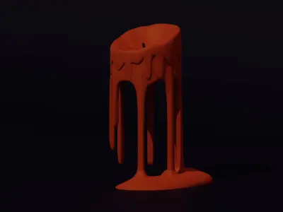 Melting Candle Low-poly 3D model
