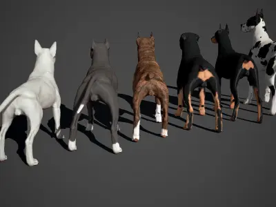 Guard Dog Pack Low-poly 3D model