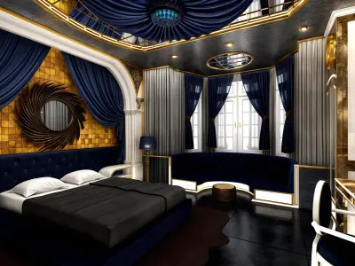 Luxurious and Elegant Hotel Room Design Low-poly 3D model