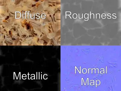 Driftwood Gold Accents Sculpture model pack Low-poly 3D model