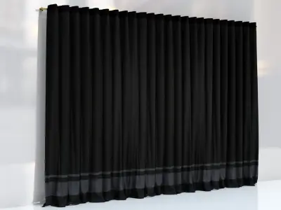 Large Curtains - Black and Brown 3D model