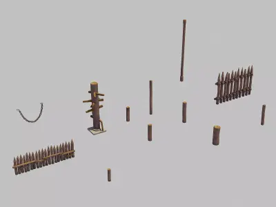 Game Wood Pile - Wooden Pile - Fence 3D model