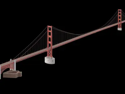 Golden Gate Bridge Low-poly 3D model