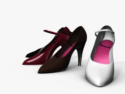 Stiletto pair of high heeled shoes Low-poly 3D model