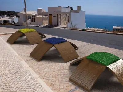 Stool piece of furniture with grass 3D model