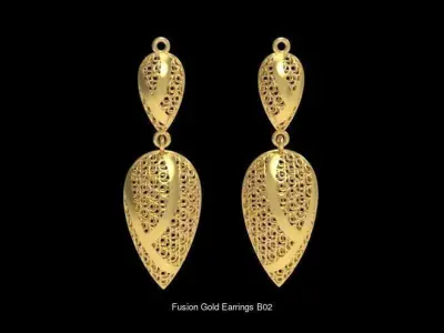 Fusion Gold Earrings EAB Collection 3D Model Pack