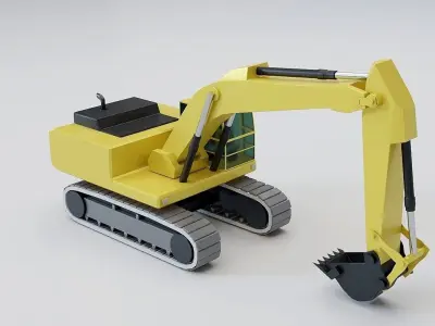 Hydraulic Excavator Lowpoly - Heavy Machinery Equipment Low-poly 3D model