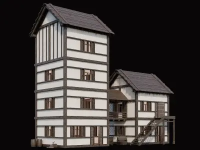 Medieval Village Pack 3 - 4 Assets - 4K Textures Game Ready Low-poly 3D model