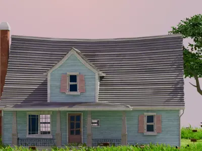 American Style Cottage Exterior 07 Low-poly 3D model