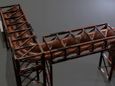 PBR Industrial Pipe Bridge Game Ready Modular Element 3D Model Low-poly 3D model