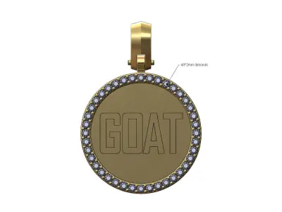 Goat diamond bezel pendant with bail 3D print model