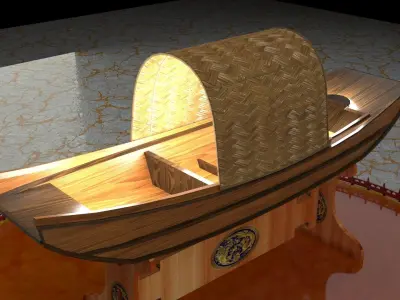 Chinese wooden boat 3D model