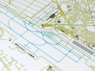 Seoul Gimpo GMP Airport Roads Buildings and Public Transport 3D model