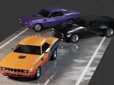 Plymouth Barracuda 1971 Low-poly 3D model